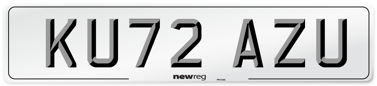 KU72 AZU Number Plate from New Reg